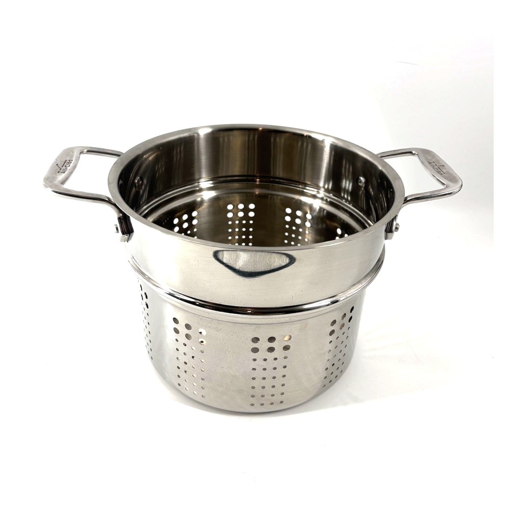 All-Clad Stainless Pasta Insert Strainer Steamer 9.25" Fits 6 Qt Pot EUC